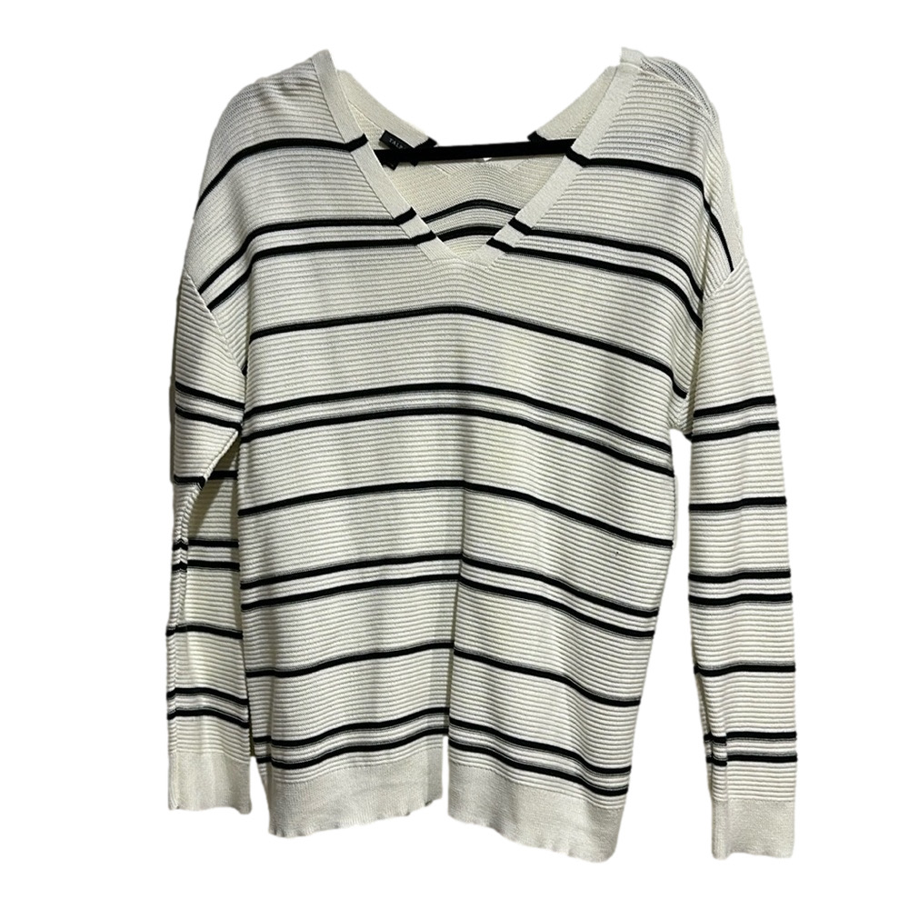Talbots Fine Stripe LS V-Neck Pullover Sweater Size Large - NWOT